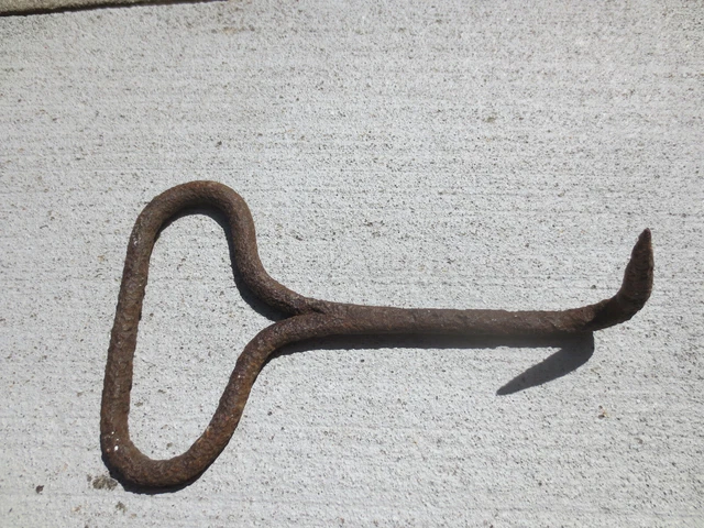Antique  Hand Forged Vintage Blacksmith Wrought Iron Hay Bale Hook  Primative
