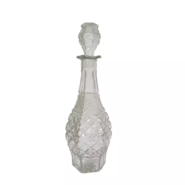 Vintage Anchor Hocking Whiskey Wine Decanter Tall Diamond Cut Glass Wexford