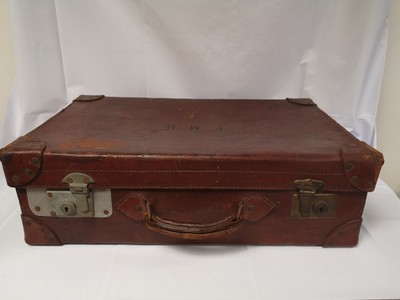 VINTAGE ANTLER VALIGIA Overnighter-vinile marrone-COMPLETO CON CHIAVE 