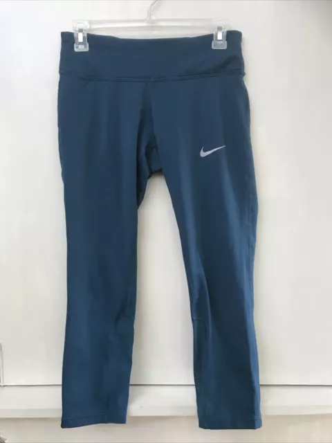 Nike Women’s S Epic Running Crop Pants Tights 938602-425 Blustery Blue Green