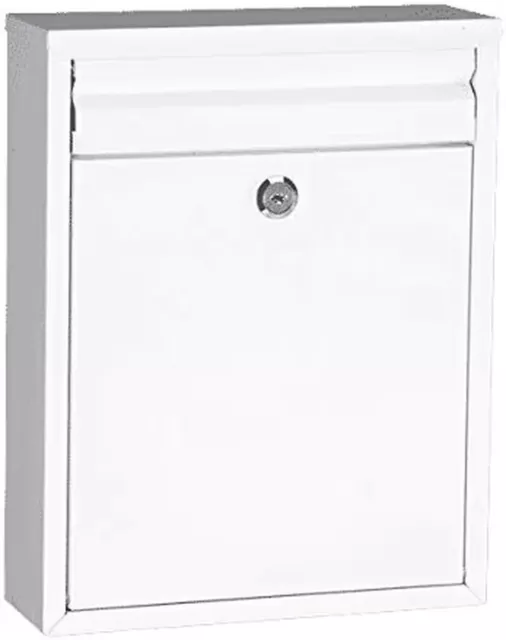 ASEC Modern Wall Mounted Postbox Letterbox Mailbox  Lockable White