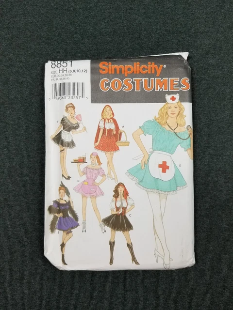Simplicity Pattern #8851 ~ Nurse Maid Pirate Costume ~ Misses 6-12 ~ FF/UC