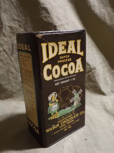 Vintage Antique Cardboard Tin Advertising IDEAL DUTCH PROCESS COCOA, WILBUR CHOC