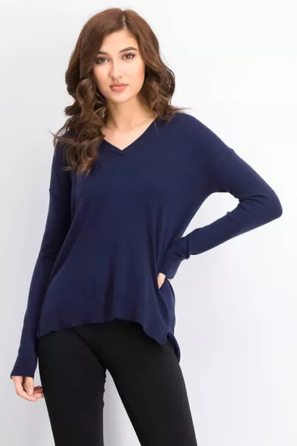 Planet Gold Juniors' V-Neck Sweater Blue Size Large