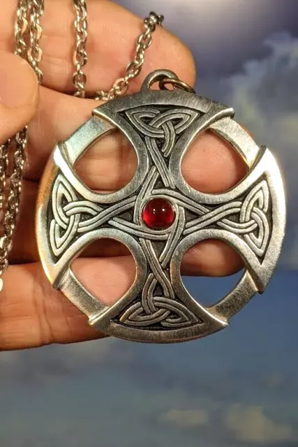 ST. JUSTIN PEWTER Celtic Design 50mm Pendant in Box. 56cm Chain. 26.97 PicClick UK