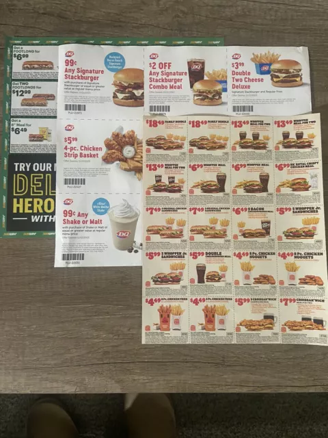 Burger King, Dairy Queen, Carl’s Jr., Papa Murphy’s Food Drink Coupons 49 TOTAL