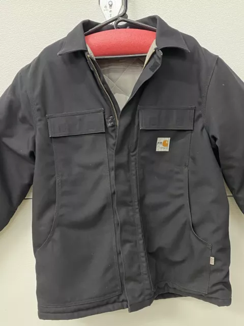 Carhartt Flame Resistant Jacket 101618 001 Navy Full Zip Duck Lined Mens Large 2