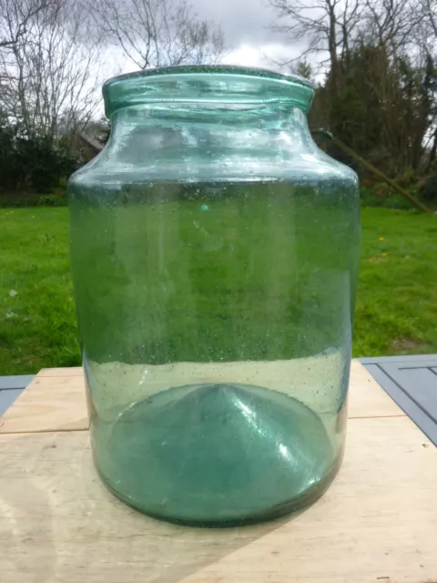 Pot Bocal ancien verre soufflé vert Gresigne antique glass bottle 18ème XVIIIeme