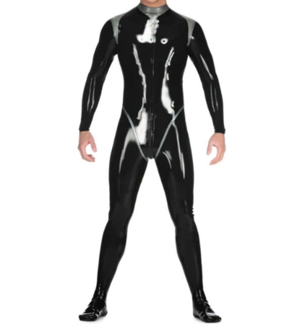 100% Latex Bodysuit Rubber Catsuit 0.4mm Maat XXS-XXL, Zwart, XL