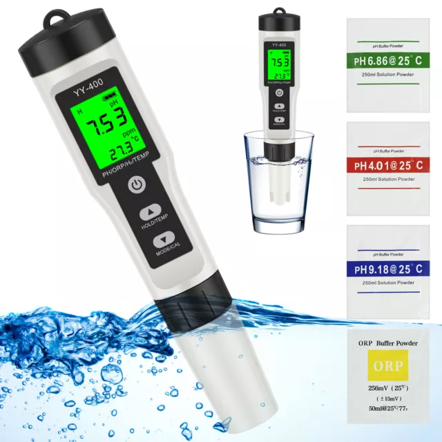 Digital PH Meter PH/ORP/H2/Temperature Waterproof Water Quality Monitor Tester☫ 3