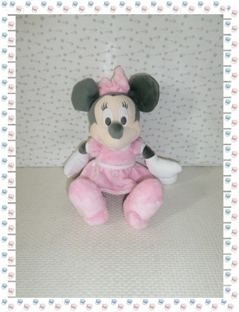 µ - Doudou Peluche Minnie Robe Rose Pois Blanc  Disney Nicotoy 30 cm