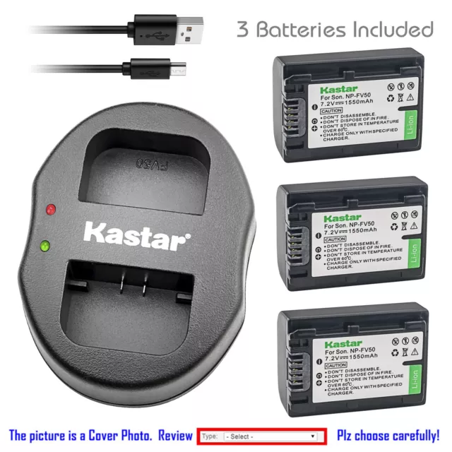 Kastar Battery Dual Charger for Sony NP-FV50 & Sony DCR-SX73 DCR-SX83 DCR-SX85