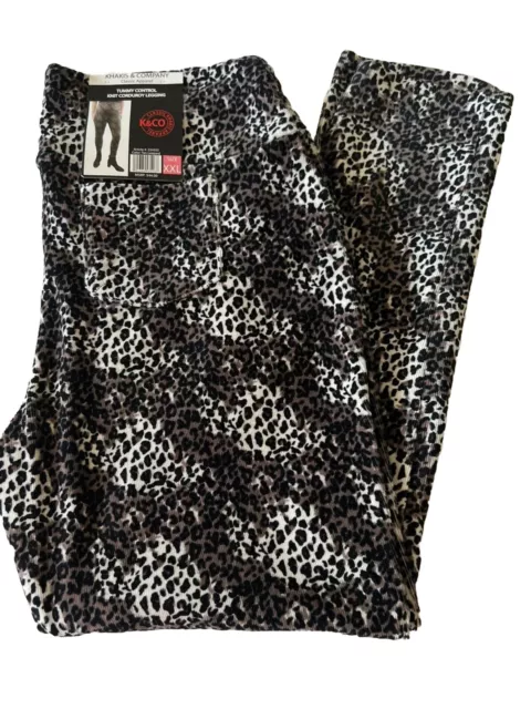 NWT KHAKIS & Company Suave Leopard Print Tummy Control Knit Corduroy Legging  XXL $24.99 - PicClick