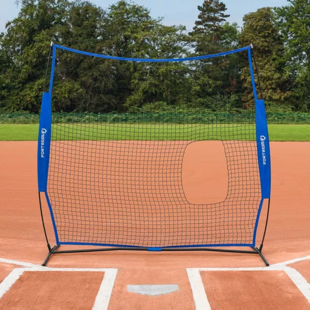 FORTRESS Baseball Softball 7ft x 7ft Pitching Screen | Portable Practice Net