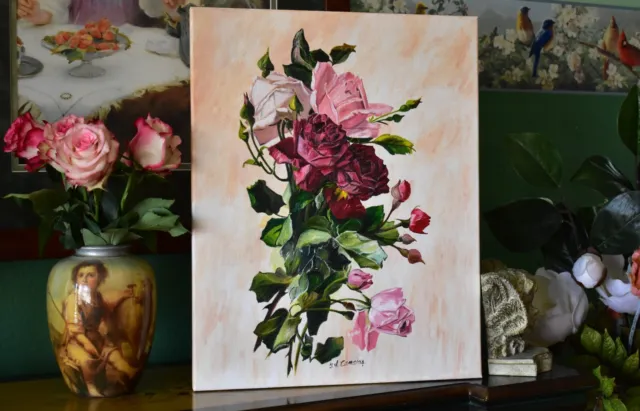 Vintage/Victorian Inspired Still Life with Pink and Red Cottage Roses ~ Shabby