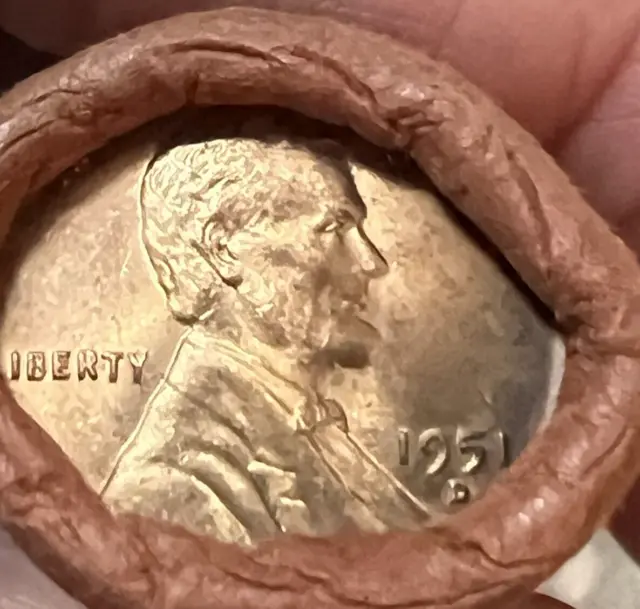 1951 D Lincoln Wheat Penny*Rare *Vintage*Gem Cent Roll*Never Opened *Watch Video