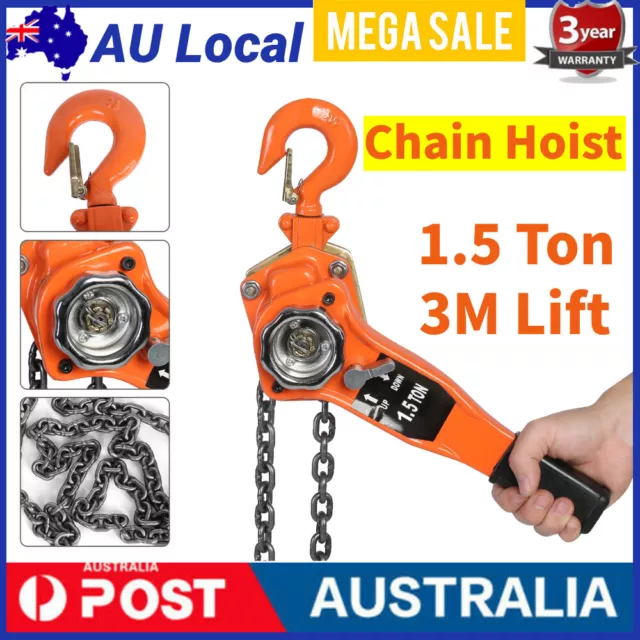 1 Ton Hoist Winch Tools Strong Cable Rope Chain Lifting Automatic Braking System