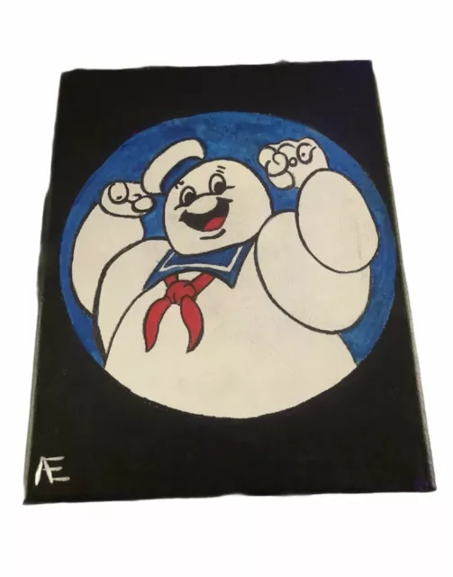 Stay Puft Marshmallow Man 8 X 10 ACRYLIC PAINTING Stretched On Canvas SIGNED