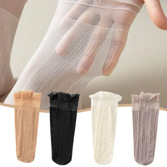 Velvet Woman Socks Ultra-thin Transparent Lace Frilly Ruffle Socks Women Socks]