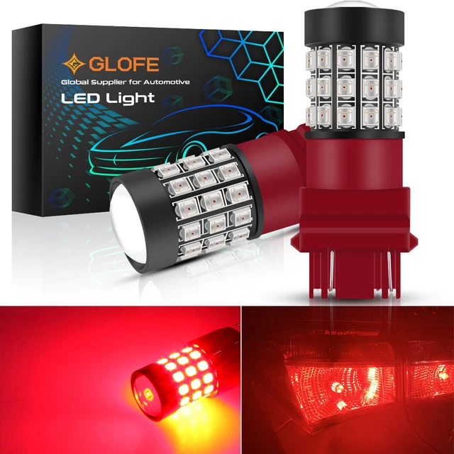 GLOFE 3157 3457 3757 LED Brake Stop Tail Lights Bulbs Lamps Strobe Flash Red 12V