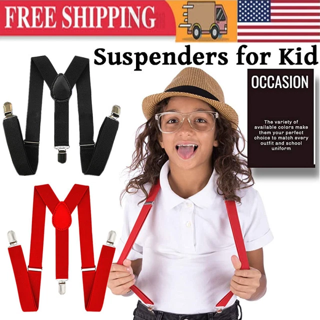 Kids Boys & Girls Suspenders Adjustable Elastic Y Back Strong Clips for Toddlers