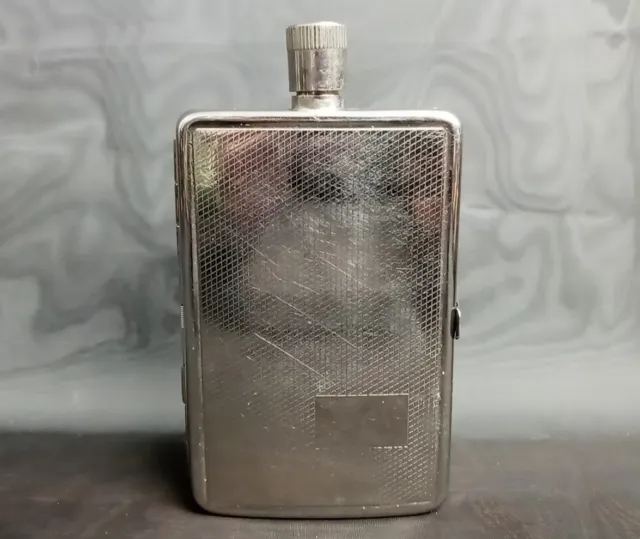 Colibri Rare Vintage Stainless Steel Flask Funnel W/ Cigarette Compartment 5"