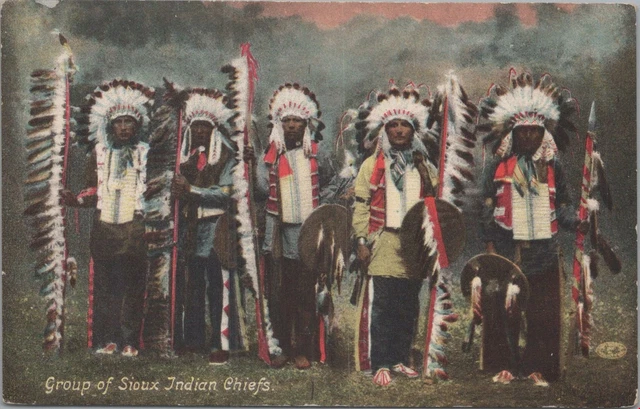 Postcard Native American Group Sioux Indian Chiefs