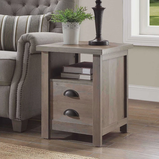 BETTER HOMES & Gardens Granary Modern Farmhouse End Table, Rustic Gray