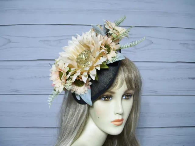 Sunflower Kentucky Derby Fascinator Hat, Garden Party Hat, Wedding, Bridal
