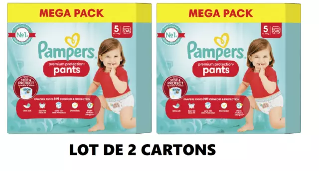 Lot 136 couches Pampers PREMIUM PROTECTION PANTS taille 5 (12-17 kg)