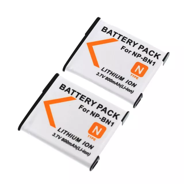 TWO (2) NP-BN1 Rechargeable Battery For Sony DSC-W800 DSC-W810 DSC-W830 DSC-WX5