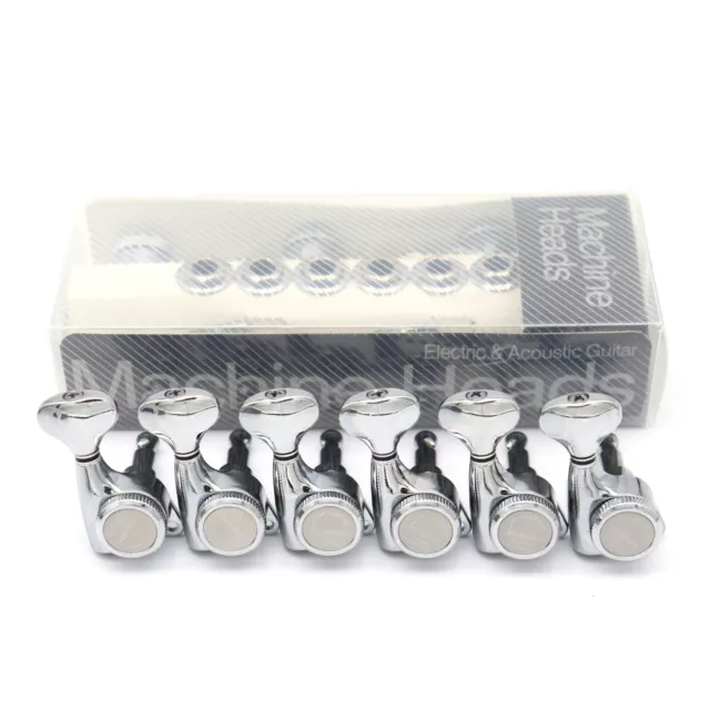 Gotoh Style Guitar 6 Inline Locking Tuners Machine Heads Tuning Keys Pegs Silver