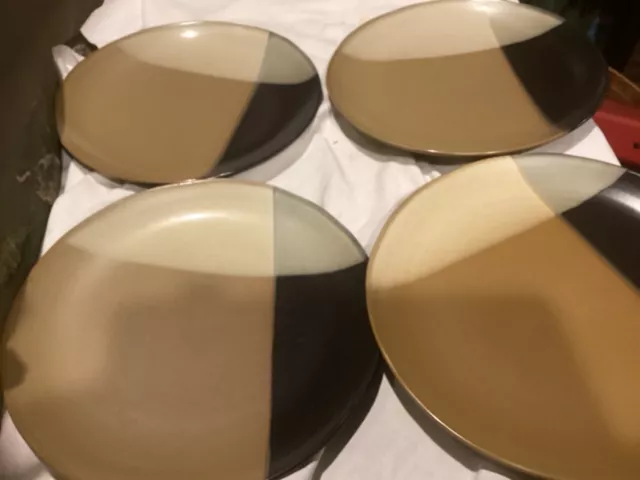 4 Sango Gold Dust Black Dinner Plates