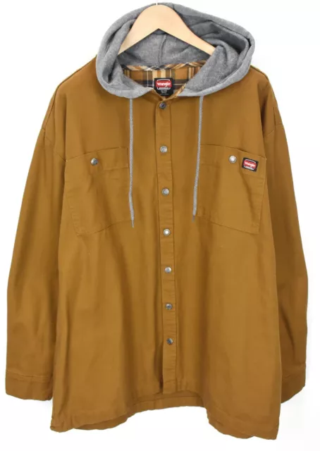 Wrangler Workwear Giacca da Uomo 2XL Giacca con Cappuccio Scatto Bottoni Marrone
