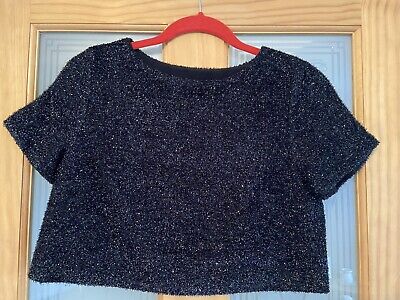 Topshop Fluffy Glitter Crop Top Size 8 New Without Tags RRP £36