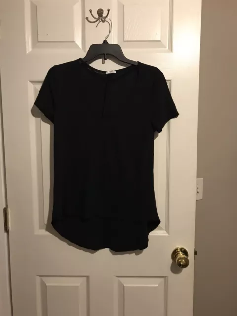 BP Nordstrom Black Open Chest Strappy Flowy Tee Shirt Womens Size Small