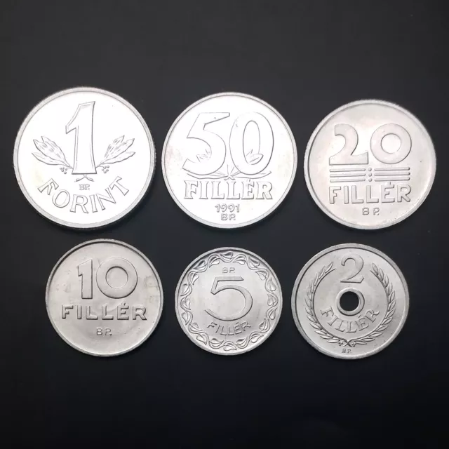 X-2] Hungary Set 6 coins, "2+5+10+20+50 Filler +1 Forint" , 1973-1986, UNC