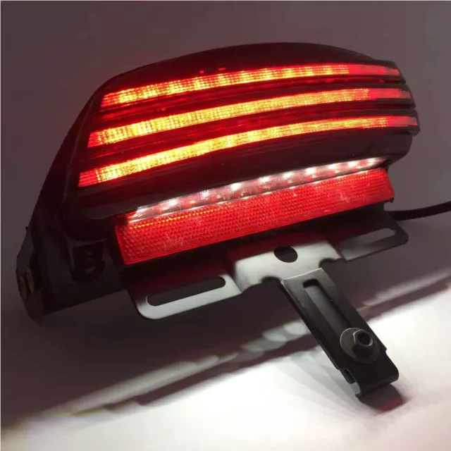 Smoke Tri Bar Fender LED Tail Light + Bracket Harley Fat Bob FXDF 2008-Up RD