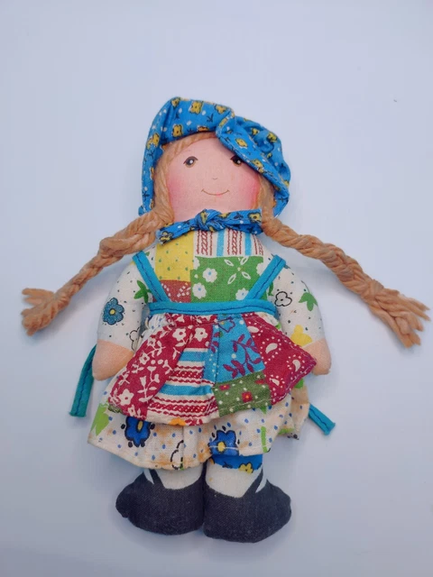 Vintage The Original Holly Hobbie Doll 6" Cloth Rag Doll 1970s