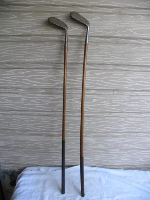 2 Harry Murdock Hand Forged Wooden Shaft Golf Clubs Mashie and Niblick Shamrock