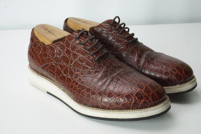 Giorgio Armani Crocodile Leather Loafers Moc Toe Men\'s 6.5 Brown Burgundy Italy Giorgio armani mens shoes - Gem main image 3