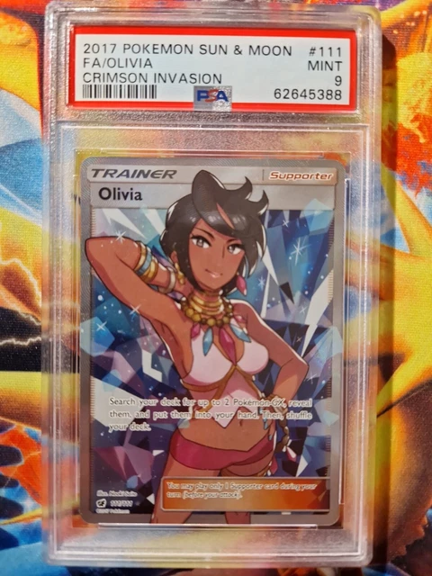 Olivia Full Art Graded Pokemon Card, CrimsonInvasion, PSA 9, 111/111