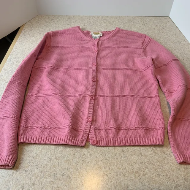 Talbots Women’s Petite Small Pink Cotton Cardigan Sweater