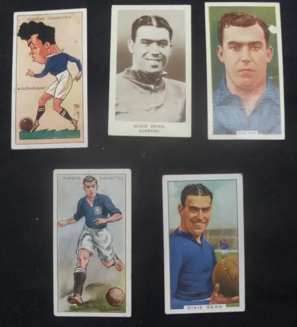 5 Cigarette Cards. Featuring Dixie Dean