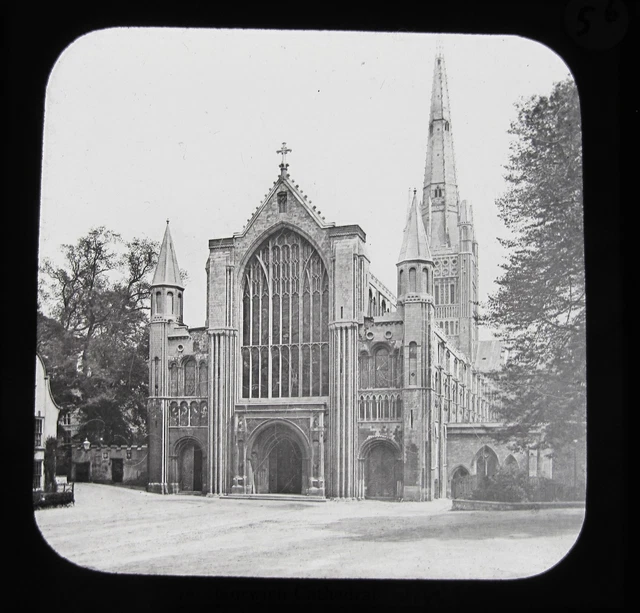 JV Glass Magic lantern slide NORWICH CATHEDRAL C1890 NORFOLK L6