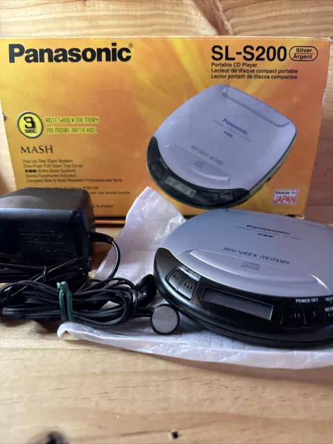 Panasonic SL-S200 Anti-Shock Memory Mash XBS Portable Lecteur CD Testé En Boîte