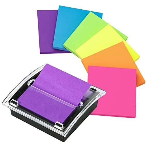 Pop-Up Notes Dispenser With 6 Pads Pop Up Sticky Notes 3X3 Refills Bright