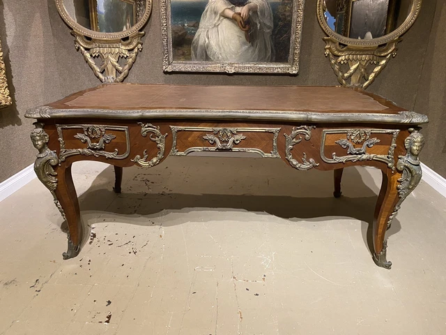 A French Louis XV Style Gilt Bronze Mounted bureau Plat
