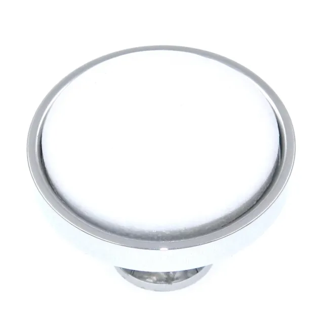 Hickory Hardware Milan Chrome and White Round Cabinet Solid Brass Knob P9821-W