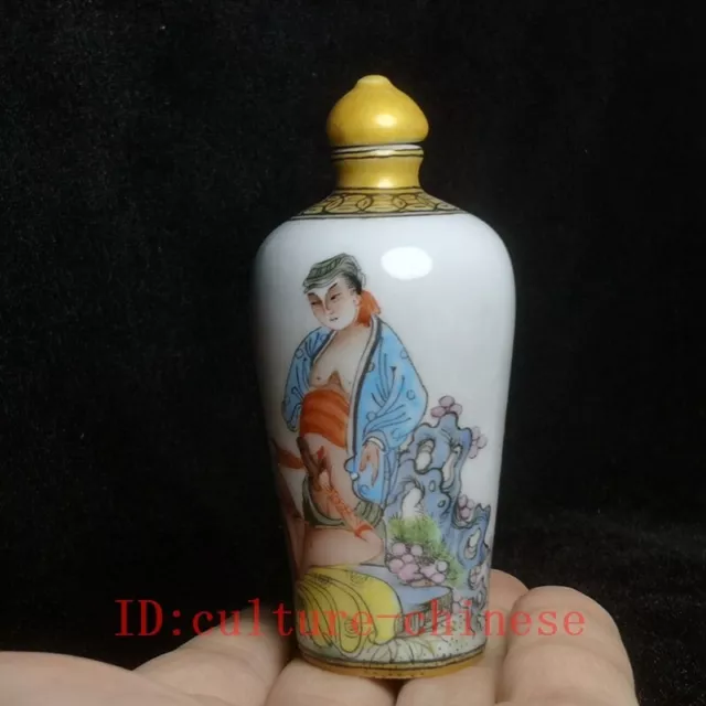 Chinese Porcelain Painting ancient Sex art figure Snuff Bottle old decoration